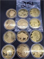 (12) VARIOUS GOLD COPY COINS