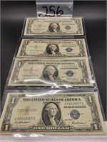 (4) SERIES 1935F $1 SILVER CERTIFICATES