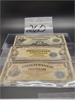 PILIPPINES 1, 2 5 PESOS BLUE SEAL NOTES