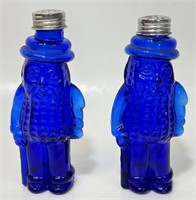COOL PAIR OF COBALT GLASS PLANTERS PEANUT SHAKERS