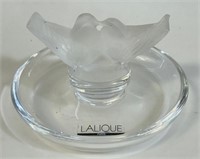 FINE LALIQUE CRYSTAL JEWELRY DISH W DOVES