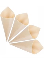 100 Pieces - Disposable Wood Charcuterie Cones