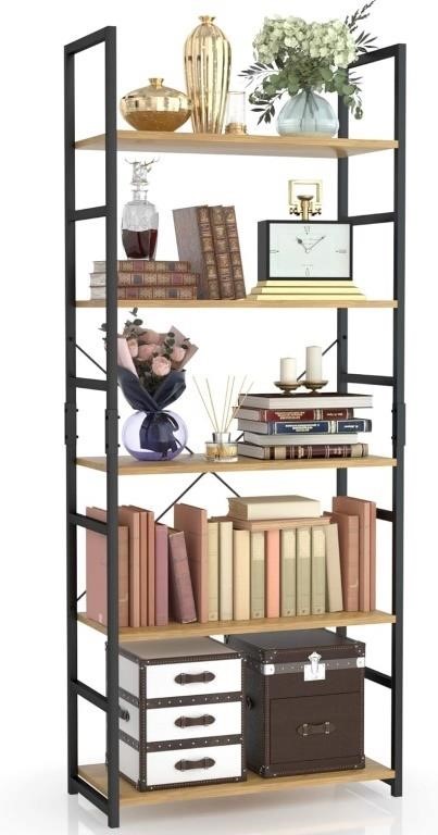 $146 NUMENN 5 Tier Bookshelf, Tall Bookcase Shelf
