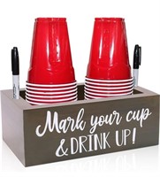Grey Double Solo Cup Holder, Zingoetrie Wooden
