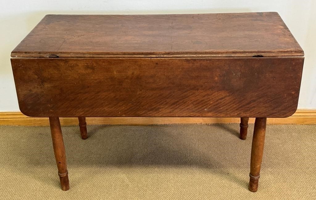 ANTIQUE NOVA SCOTIA TIGER MAPLE DROP LEAF TABLE