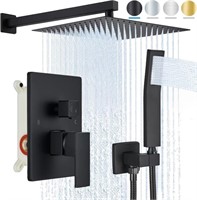 $180 Ackwave Matte Black Shower System 12 Inches