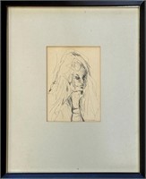 DESIRABLE TOBY GRASER SIGNED INK DRAWING