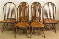 SIX QUALITY OAK BOW BACK WINDSOR DINING CHAIRS