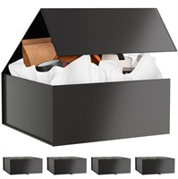 kiniu 5 Black Gift Boxes with Lids 9.25x9.25x3.75