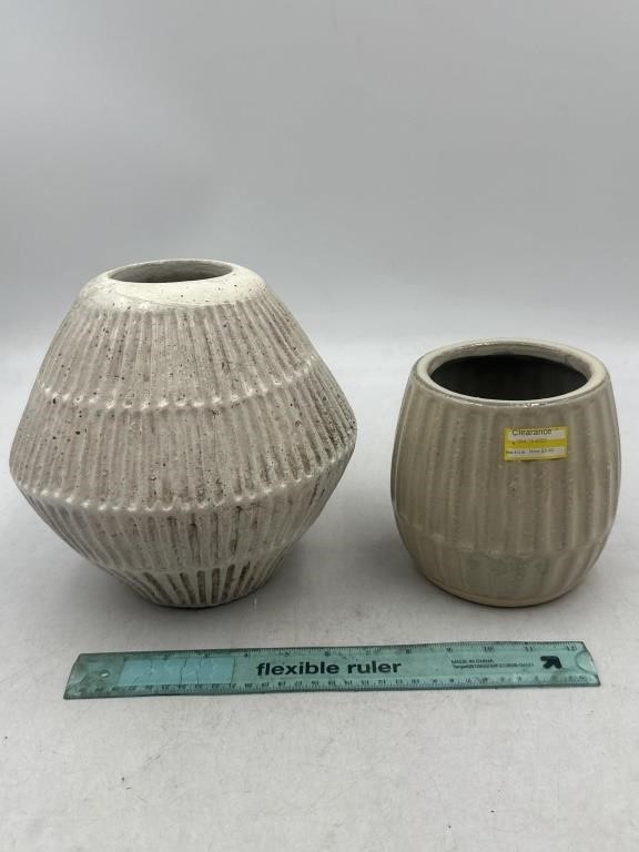 NEW Lot of 2- Textured Vases / Pots