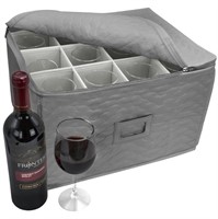Sorbus Stemware Storage Chest - Deluxe Quilted Cas