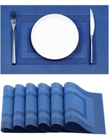 (New) (17" X 12") Blue Frame Placemats Set of 6 -