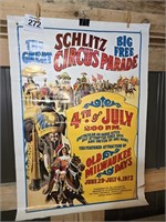 Schlitz circus poster 28" x 39" - some damage