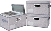 (3pack Gray Large)BALEINE Storage Bins with Lids,
