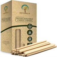 (Brown, 300Pcs) Extra Durable Brown Paper Straws B