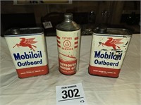 Vintage outboard oil cans - tallest 9"