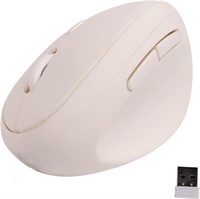 Ergonomic Wireless Computer Mouse, White, Unisex