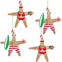4 Pieces Beach Style Starfish Christmas Ornaments