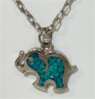 SWEET STERLING & TURQUOISE PENDENT AND CHAIN