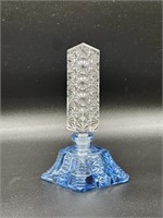Czech Blue Perfume Bottle w/ Clear Star Motif Top