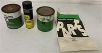 lot of 4 John Deere Paint Cans, Oil Spray, Bag