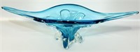 VIBRANT RETRO BLUE STRETCHED GLASS CENTRE PIECE