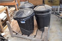Trash cans, storage pallet