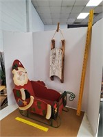 Santa Sleigh & Small Wooden Decorative Sleigh