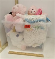 Tote Of Stuffed Animals & Blankets