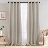 jinchan Linen Textured Curtain 108 Inch Long for L