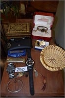 Jewelry, watches,  harmonica, lures, etc
