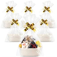 6 Sizes Woven Basket with Gift Bags and Gold Bows,