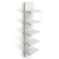 Bloddream 5 Tier Wall Shelves White, Vertical Colu