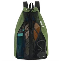 WANDF Swim Bag Mesh Drawstring Backpack Beach Back