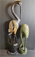 16" and 24" Wooden Bird Carvings (2)