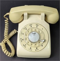 Vtg Rotary Dial Beige Desk Phone