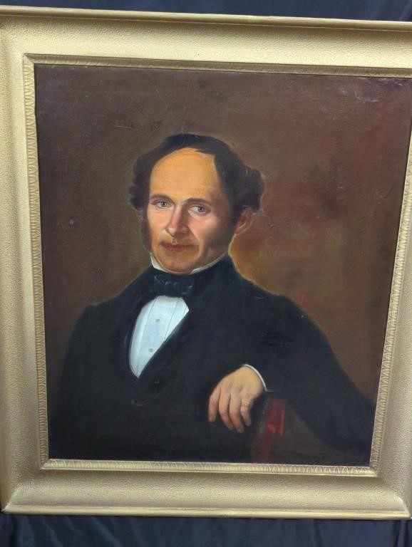 Large Original Antique Oil Portrait