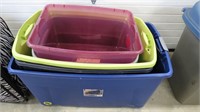 LOT OF MISC TOTES WITHOUT LIDS 1 HAS WHEELS