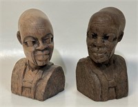 NEAT PAIR OF CARVED HARDWOOD BOOKENDS