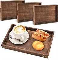 YYBD 4Pcs Wooden Serving Trays with Handles 15.75
