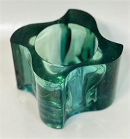 COOL MID CENTURY MODERN GREEN GLASS VASE - DISH