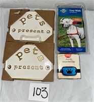 Dog items (Bark Collar, Signs, Harness