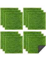 TURSTIN 12 Pieces Artificial Grass Mat Square 12