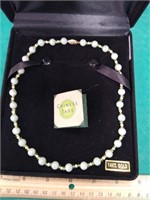 Chinese Jade & 14K Gold Clasp Necklace