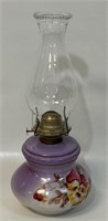 LOVELY VINTAGE HAND PAINTED GLASS OIL LAMP