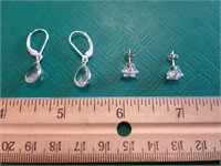 Sterling Silver & Crystal Earrings 2 Pair