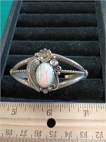 Sterling Silver & Opal? Stone Cuff Bracelet