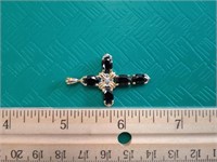 14K Gold & Jeweled Cross Pendant