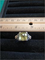 Sterling Silver & 18K Gold Ring With Yellow Stone