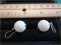 14K 585 Gold & White Stone Ball Splendor Earrings